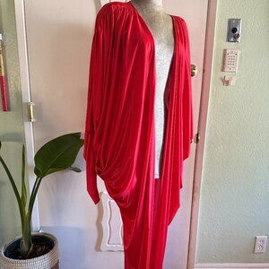 Darling cherry red draped cover up, robe, kimono size OSFA